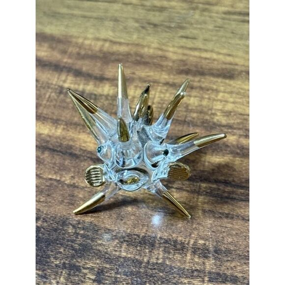 Glass Puffer Fish Figurine 1.75" w/ Gold Tips - Picture 1 of 6